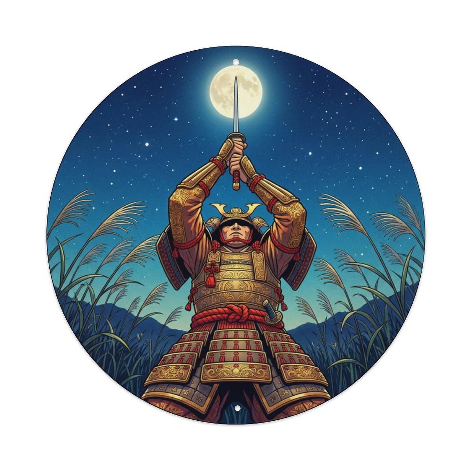 Cwbufd Vintage Style Samurai Warrior Armor Upward Thrust Reed Stars Classic Vintage Metal Tin Sign Plaque Wall Decor For Cafe, Club Bar, Office, Garden Metal Poster 8X8inch