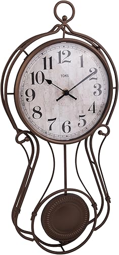 Miniatura 2 de Lily's Home Reloj de pared de péndulo de metal antiguo, elegante reloj regulador para sala de estar, decoración del hogar, decoración de cocina y
