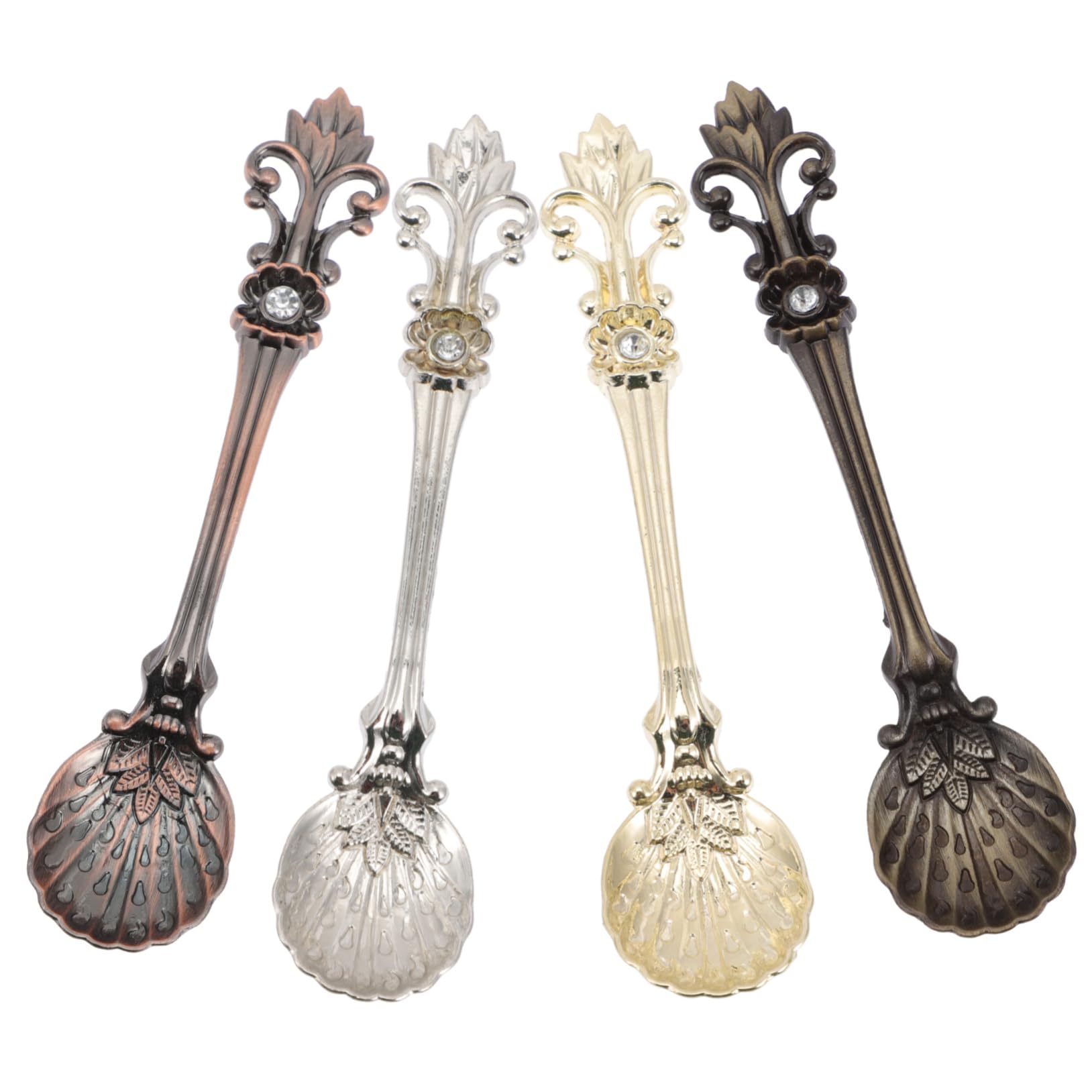 BESTOYARD Set di 4 Cucchiaini da Caffè in Lega di Zinco Superficie Liscia e Antiruggine, Stile Retrò Elegante per Dessert e Tè, per Uso Quotidiano