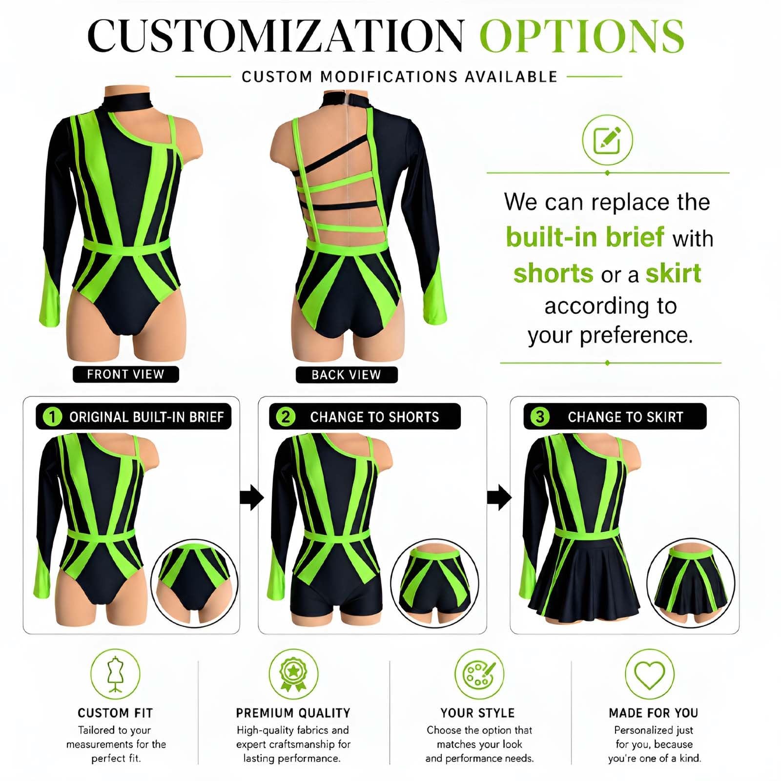 Strój do Tańca Lirycznego Damski Spandex Jeden Rękaw na Zawody Scenę