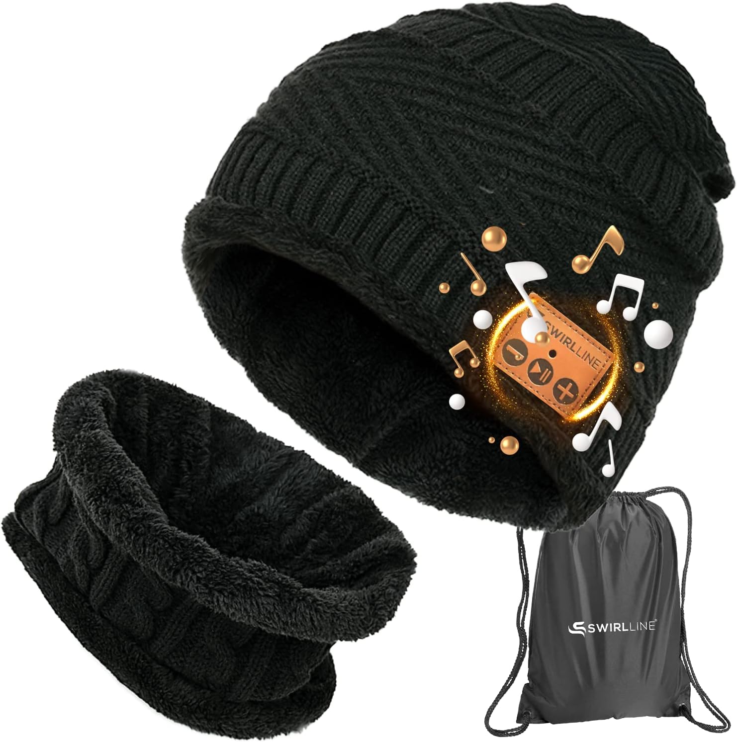 Bluetooth Beanie Wireless Hat with Scarf – Headphone Beanie Hat with Upgraded Bluetooth 5.0 - Wireless Beanie Bluetooth Hat for Women Men Teens - Warm Knitted Fleece Music Hat - Gorros con Bluetooth