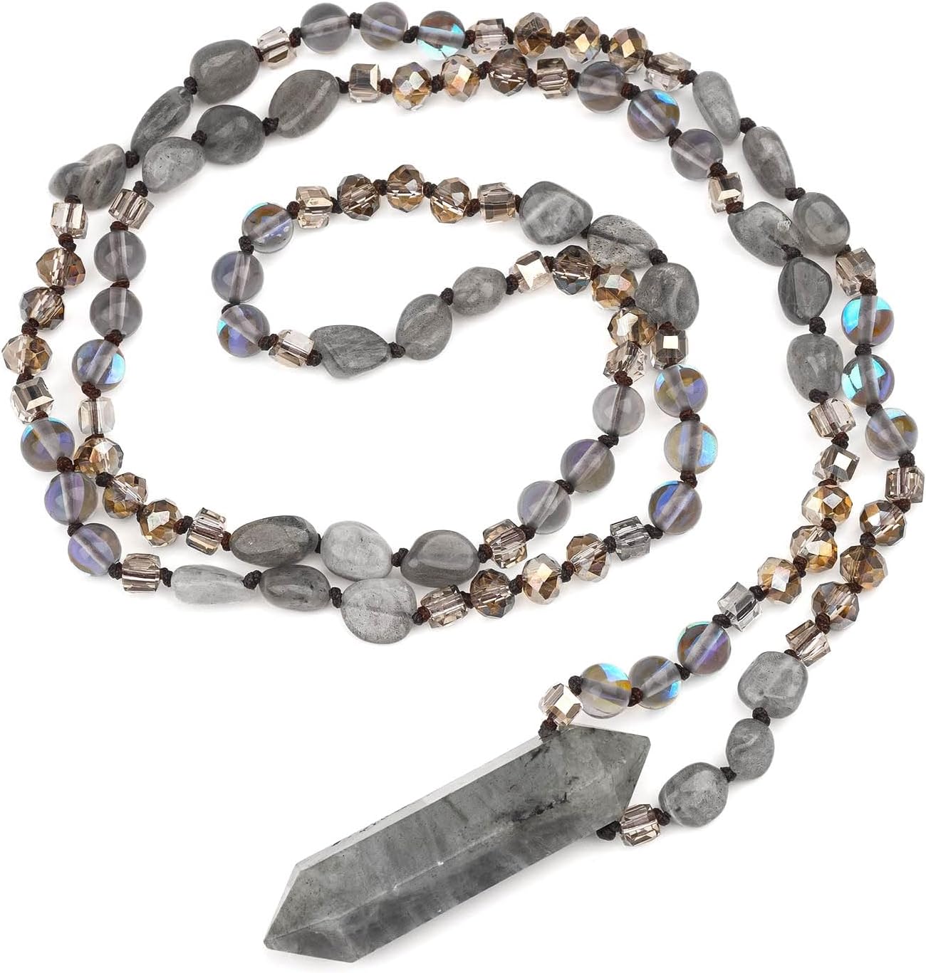 Long Necklaces for Women Boho, Oval Waterdrop Turquoise Pendant, Natural Stone Beaded, Handmade,Vintage & Elegance, Boho Fashion Charm Beaded Necklace for Women