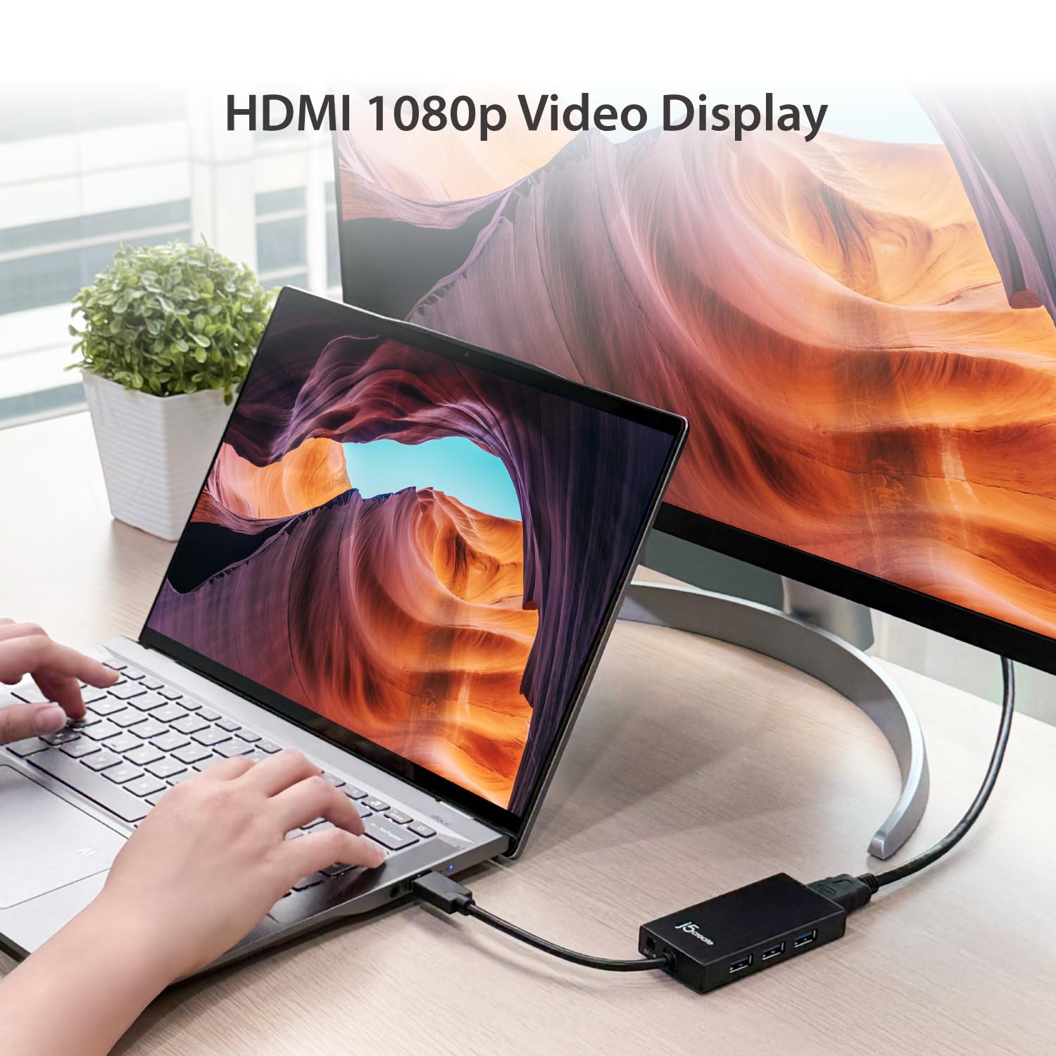 j5create Adattatore multiplo USB 3.0 - HDMI 1080p 2048 x 1152 @ 32bit | Hub USB 3.0 a 3 porte | USB 3.0 SuperSpeed | Compatibile con dispositivi USB 2.0/1.1 | Compatibile con Windows e Mac (JUH450)