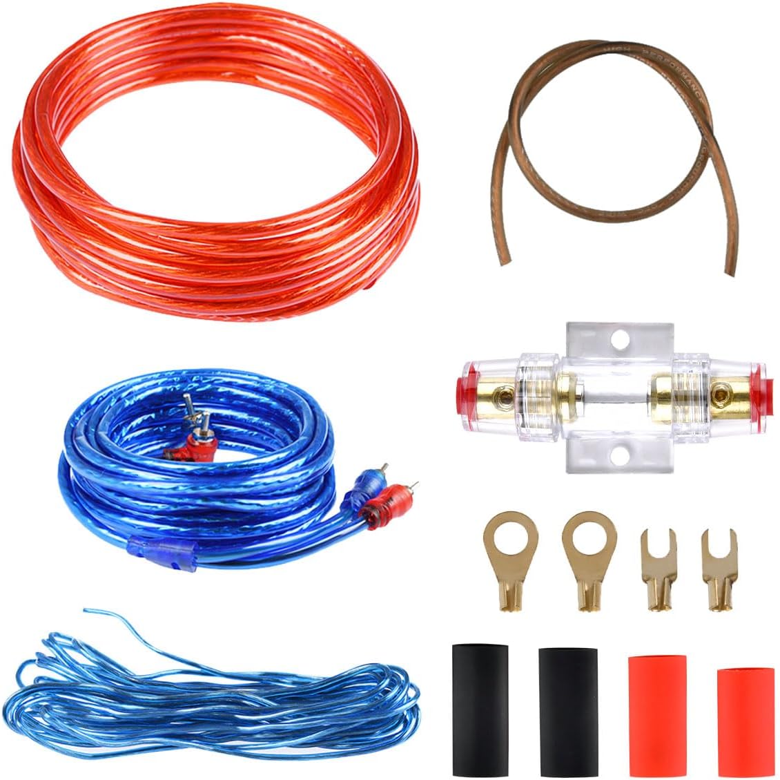 Amplifier Power Wire Kit Amplifier Installation, 10GA Car Amplifiers Cable Installation Wiring, Durable Cable with Better Conductivity, Subwoofer Wirings Set, Amp Wiring Kit Car Audio Wire 1500W/4.5m