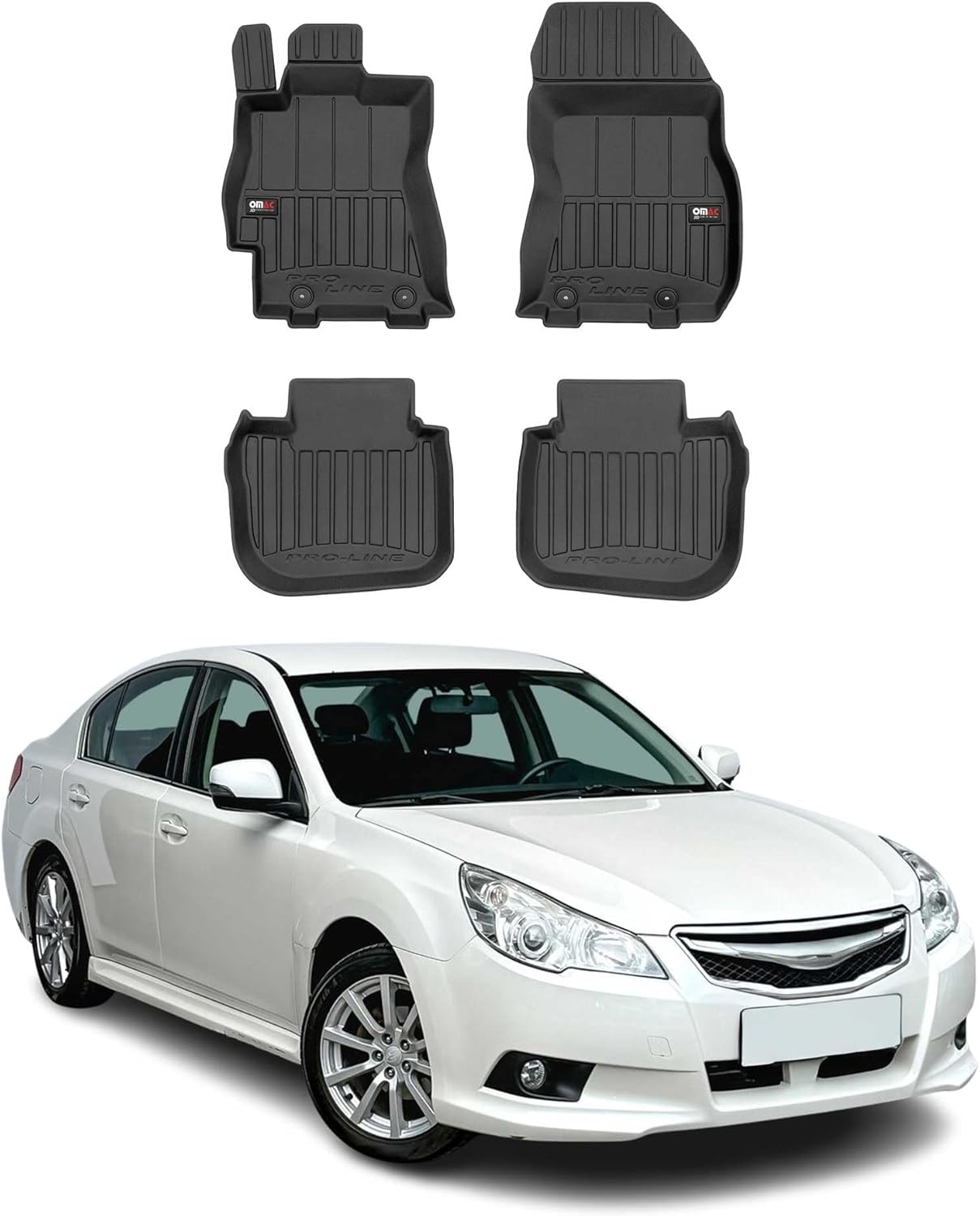 OMAC Premium Floor Mats for Subaru Legacy 2010-2014 Car Mats All Weather 3D Custom Fit Rubber Mat Waterproof Odorless TPE Floor Liners Laser Measured Non-Slip (Black)