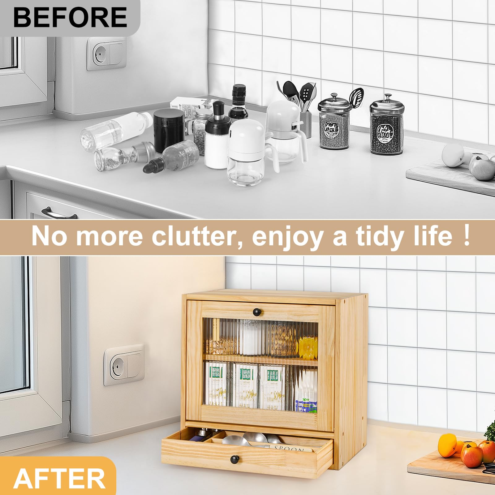 Sunhoo Boîte à Pain Pour Comptoir - Boîte à Pain Double Couche