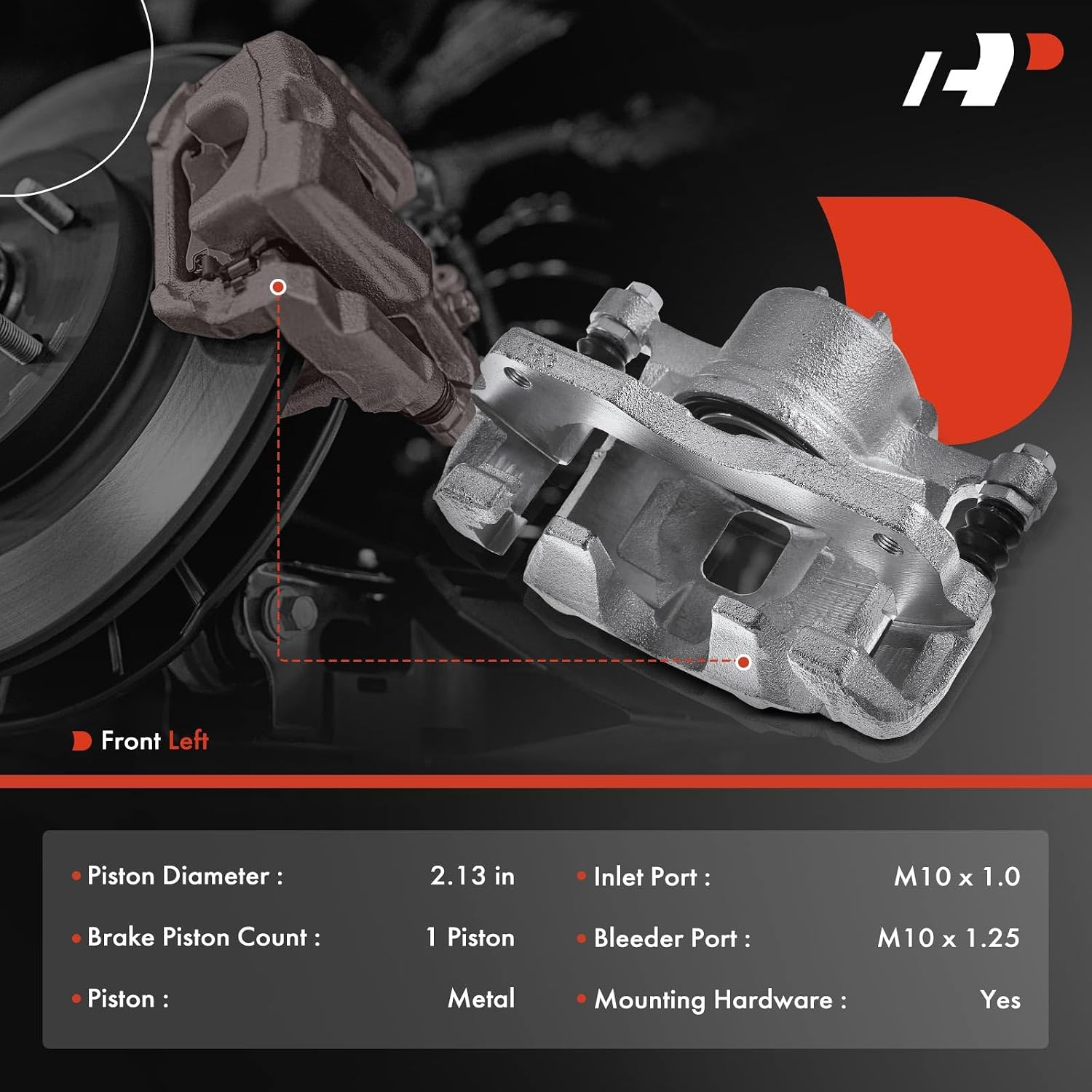 A-Premium Disc Brake Caliper Assembly with Bracket Compatible with Select Suzuki Models - Aerio 2006-2007, L4 2.3L - Front Left Driver Side