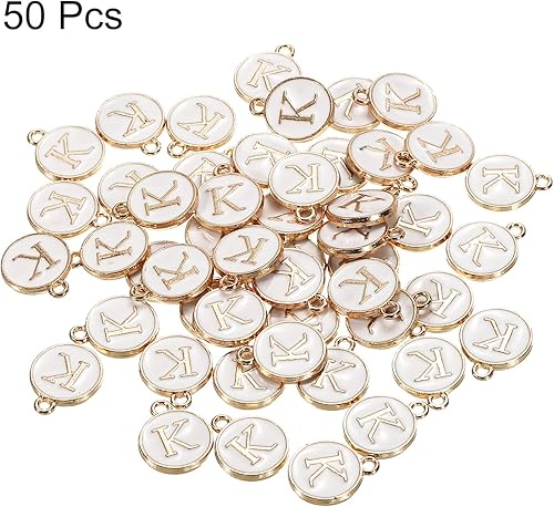 Vista 3 de MECCANIXITY Colgante de letras del alfabeto de doble cara, para collar, pulsera, aretes, joyería