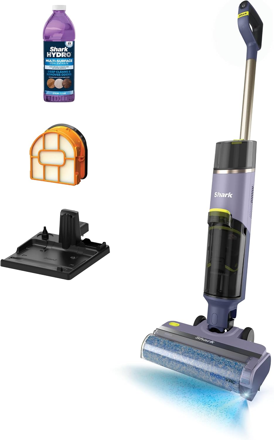 Shark HydroVac Reveal Cordless Wet Dry Vacuum and Mop, Self-Cleaning Brushroll, LED Lights, Lilac (WD321)