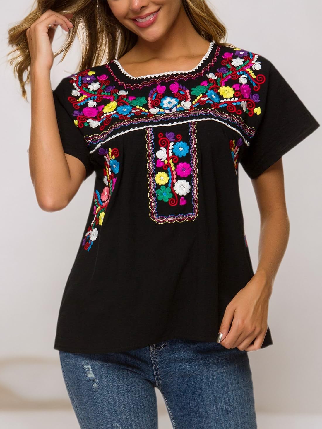 YZXDORWJ Women Mexican Embroidered Shirt - Image 8