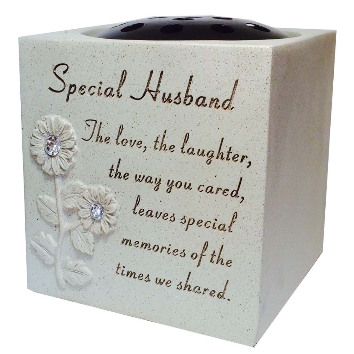 SPECIAL HUSBAND DIAMANTE GRAVE FLOWER POT
