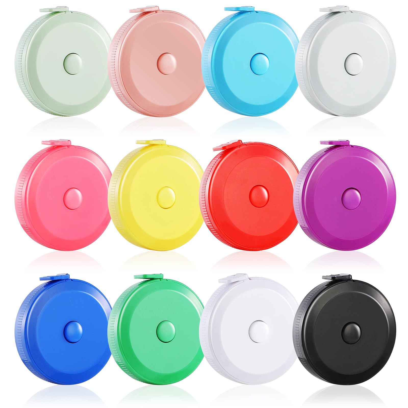 FF Sgdfc 12 | 24 | 36 | 48 | 72 | 96 | 120 Pack Tape Measure,12 Colors Soft Retractable Measuring Tape 60-Inch/150cm, for Body Measuring Tailor Cloth Home Craft Measurements (12 Pack)