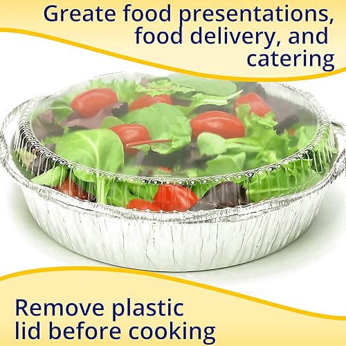 Miniatura 6 de IDL Packaging Tapa redonda de cúpula de 9 pulgadas para sartén de papel de aluminio (paquete de 50)  Tapa de plástico transparente para contenedor