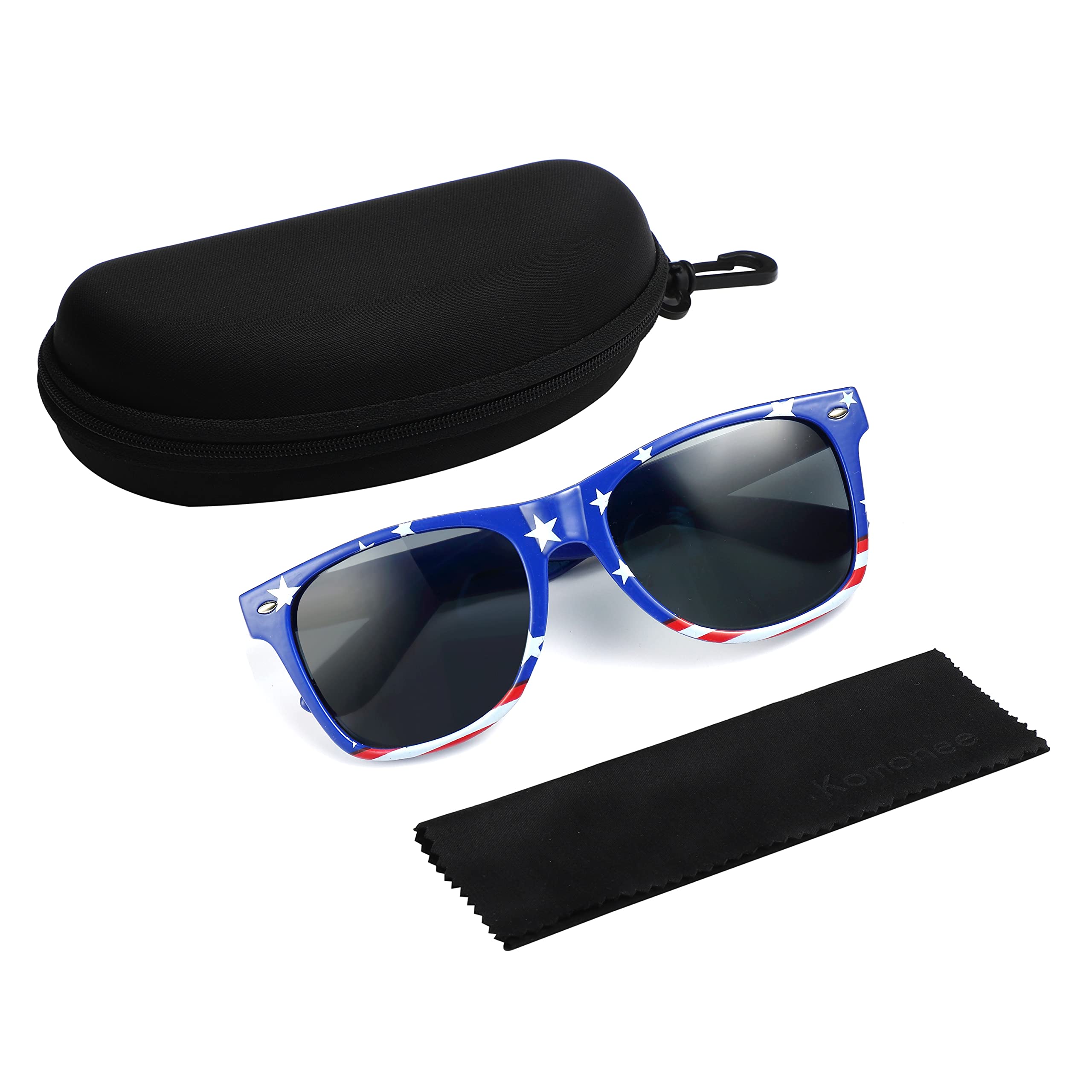 KomoneeDrifter Sunglasses Set With Zip Case and Cleaning Cloth Classic Style Retro Sun Shades UV400 Unisex For Men Women Golf Cycling Sports Fishing