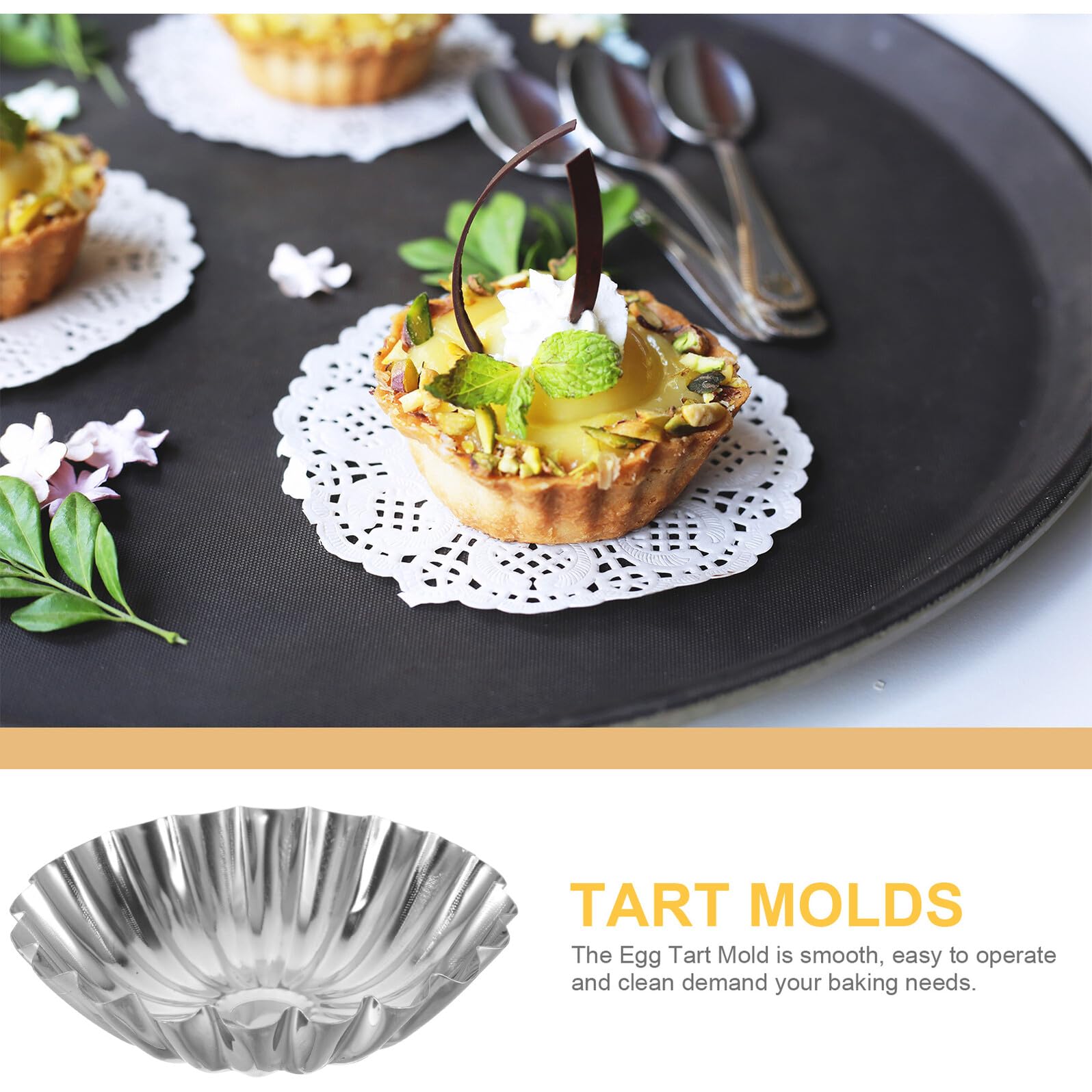 Homoyoyo Moules à Tartelettes 50pcs en Acier Inoxydable Argenté Antiadhésifs pour Tartes et Cheesecakes pour Boulangeries et Hôtels
