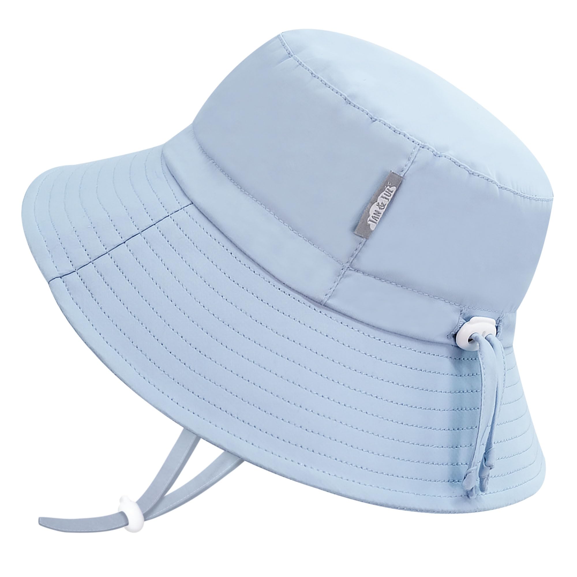 JAN & JUL 50+ UPF Toddler Bucket Hat, Adjustable, 100% Cotton (M: 6-24 Months, Light Blue)