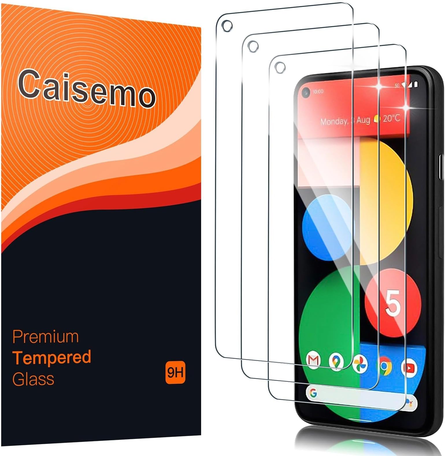 3 Pack For Google Pixel 5 6.0'' Tempered Glass Screen Protector,9H Hardness, Anti Scartch,Soft Touch