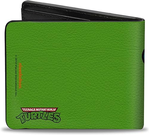 Miniatura 2 de Teenage Mutant Ninja Turtles Buckle-Down PU Bifold Wallet-Classic TMNT Leonardo Face Close-UP VerdeAzul, Multicolor, 4.0 x 3.5 pulgadas, Varios
