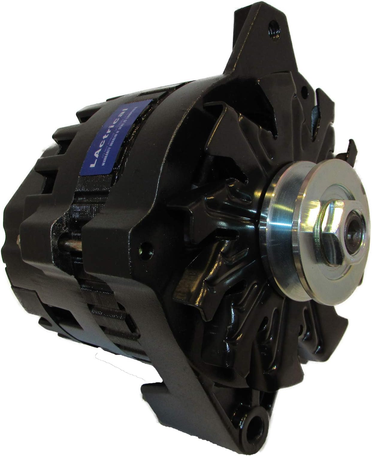 High Output 220 Amp Black Color Custom Alternator Compatible with Chevy Chevrolet GM GMC Cadillac Oldsmobile Pontiac 1 Wire Self Exciting 220A 65-85