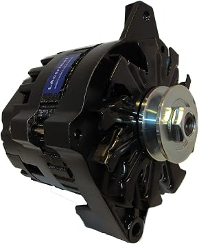 High Output 220 Amp Black Color Custom Alternator Compatible with Chevy Chevrolet GM GMC Cadillac Oldsmobile Pontiac 1 Wire Self Exciting 220A 65-85