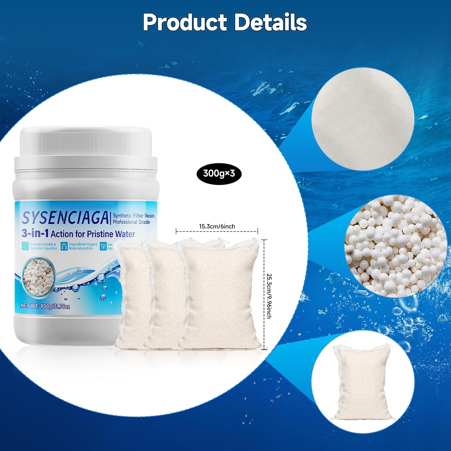 Aquarium Filter Resin Media, 900g with Mesh Bag for Clearer Water image 2