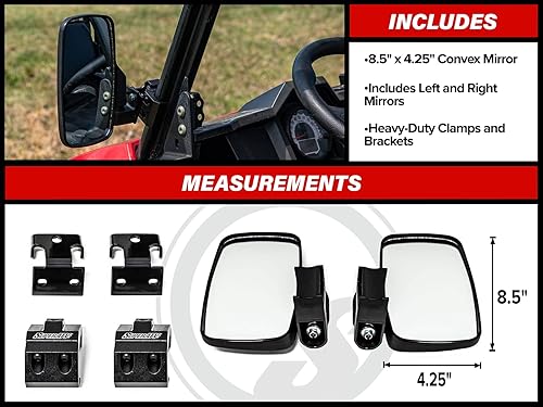 Miniatura 3 de SuperATV Espejos de visión lateral UTV para Can-Am Defender HD 5810MAX (ver accesorio), incluye espejos izquierdo y derecho (1 par)  Espejo convexo