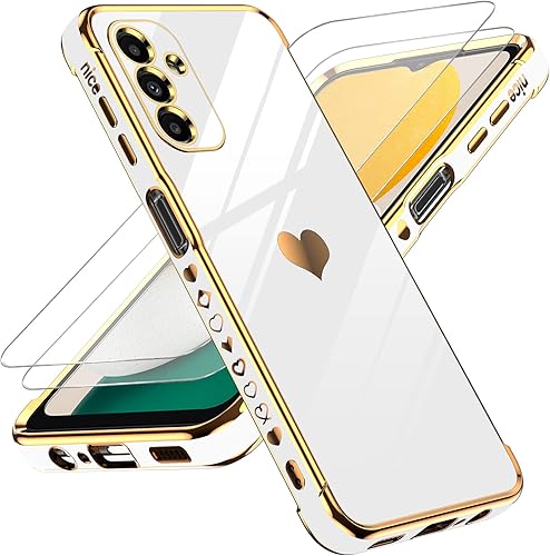 LeYi Funda para Samsung Galaxy A13 5G con protección estética completa de lente de cámara + 2 piezas protector de pantalla de vidrio templado, funda