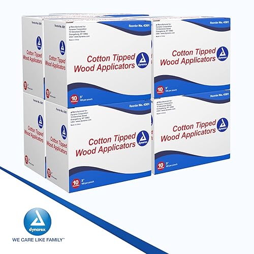 Miniatura 6 de Dynarex Aplicadores de punta de algodón no estéril de 3 pulgadas, aplicadores de punta de algodón de madera de un solo uso para cuidado de heridas,