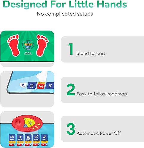 Miniatura 4 de My Salah Mat for Kids - Alfombra interactiva de oración musulmana para niños que aprenden el Salah - Divertida y fácil alfombrilla de oración con 36