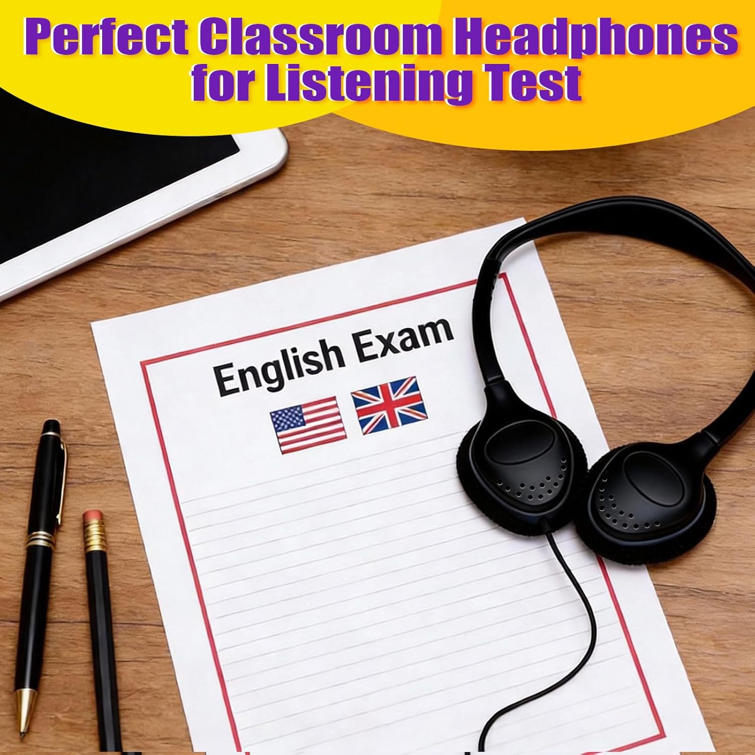 Yunsailing 30 Pack Over Ear Wired Headphones Bulk for School Classroom Student, Adjustable Headband with 3.5mm Jack, Lightweight Design Earphones for Classroom Learning and Testing (Black)