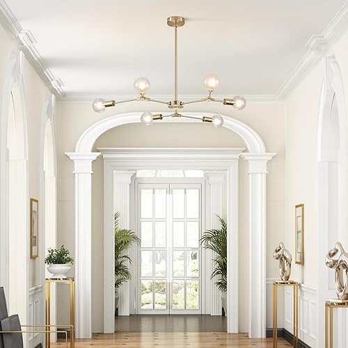 Miniatura 42 de KCO Lighting Modern Sputnik - Lámpara colgante de latón cepillado, lámpara industrial empotrada, lámpara colgante ajustable para sala de estar