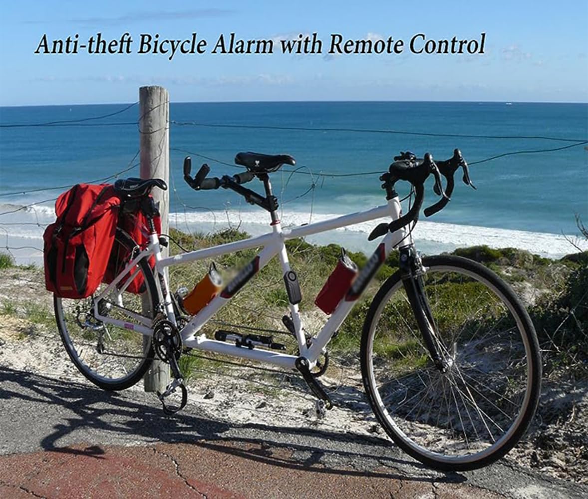 Fahrrad Alarm aktualisiert Drahtloser Vibrations-Bewegungssensor Wasserdicht Diebstahlsicherung 113dB mit Fernbedienung für Fahrrad Motorrad Auto Roller Fahrzeuge