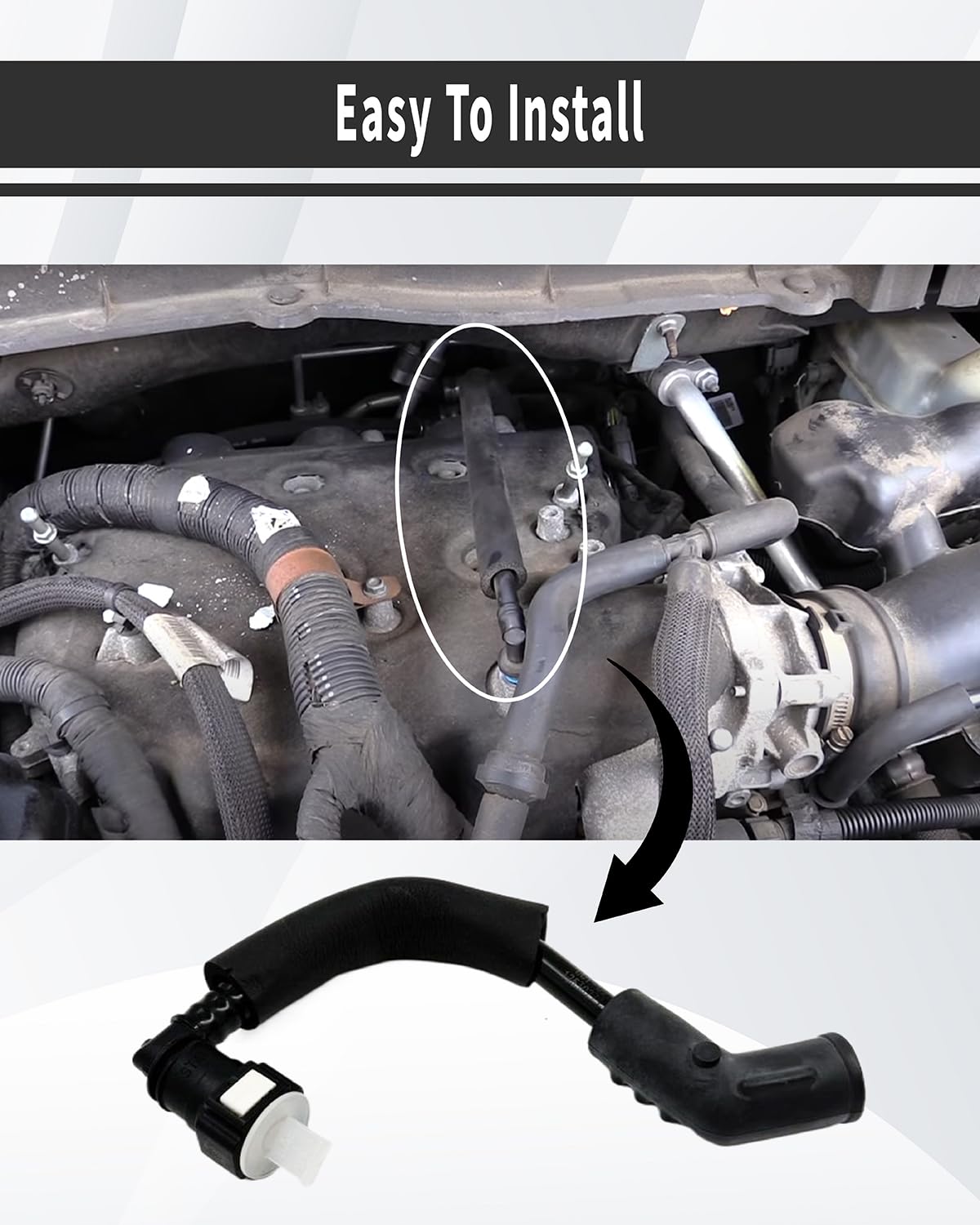 Positive Crankcase Ventilation Valve Tube Hose And PCV Valve Fitting Adapter Connector Right Kit Fit For Chevy Traverse Buick Enclave GMC Acadia 2012-2017, Replace 12648138 12681693 12583384