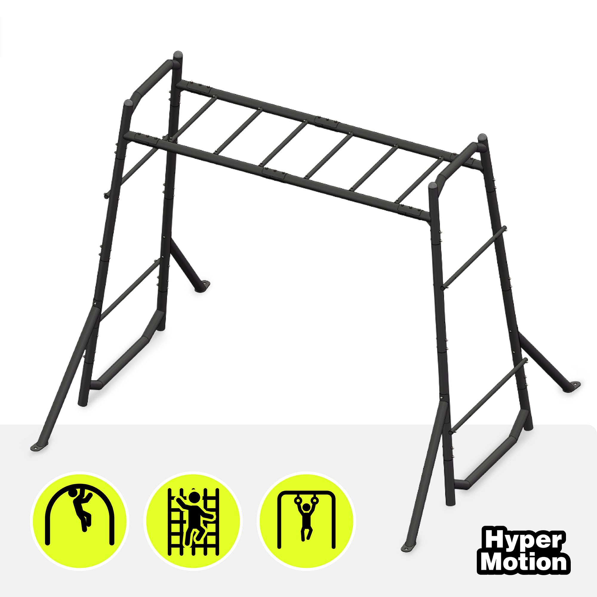 HyperMotion Scala da Ginnastica da Esterno in Metallo per Bambini e Adulti; Struttura Robusta con Ancoraggio al Suolo; Portata Fino a 200 kg; Resistente alle Intemperie; Finitura Nera per Giardino