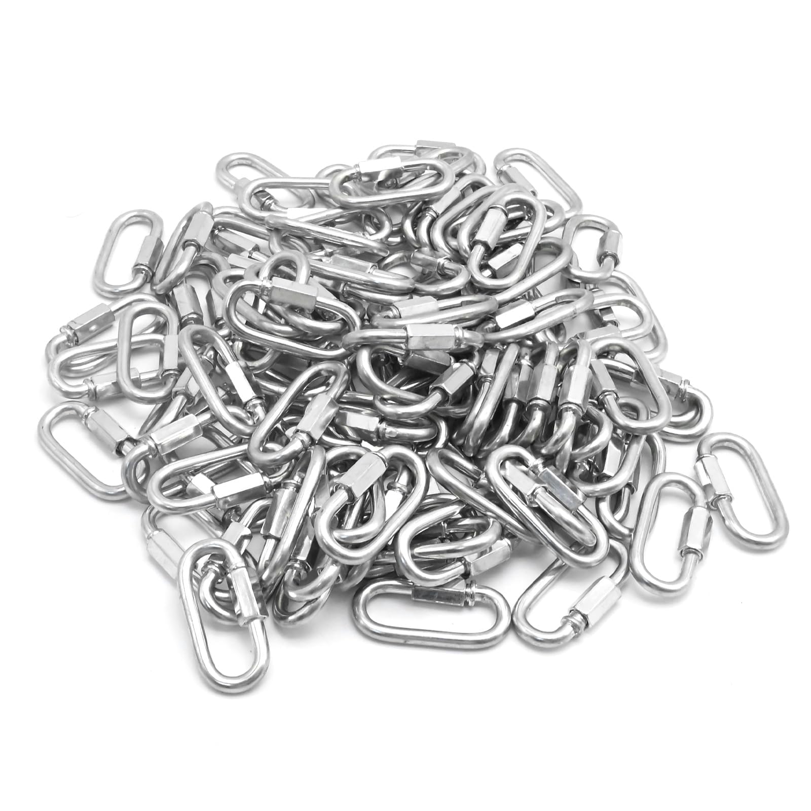 EATAKWARD Moschettone resistente con collegamento rapido a catena, diametro 1/4", collegamento rapido, filettatura zincata, moschettone di bloccaggio a forma di D, per catena di sicurezza, campeggio