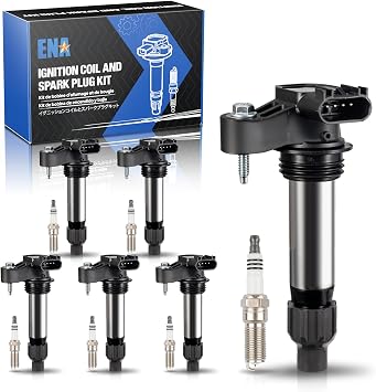 ENA Pack 6 Ignition Coil with 6 Iridium Spark Plug 3.6 V6 2010 2012 2013 2014 2015 2016 Compatible with Buick Chevy Cadillac Malibu Allure Enclave ATS CTS SRX STS Camaro Impala Terrain for UF569