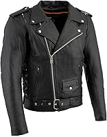 Vista 10 de Milwaukee Leather LKM1781 - Chaqueta de motocicleta clásica premium para hombre The Legend en negro con forro acolchado de piel