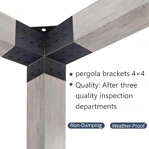 Miniatura 3 de Kit de soporte para pérgola, soportes para pérgola de 3 vías, soporte de esquina de ángulo recto, soporte de madera elevado, paquete de 4 con