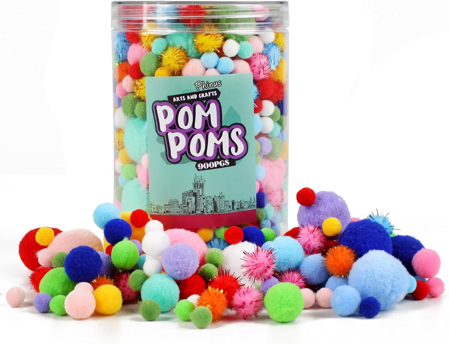 900 PCS Pom Poms, Multicolor Bulk Pom Poms Arts and Crafts, Soft and Fluffy Craft Pom Poms, Assorted Sizes Pompoms, for Arts and Craft Making Decorations 5size（900PCS） Multi-color image 7 of 7 B0BNTMF4H8