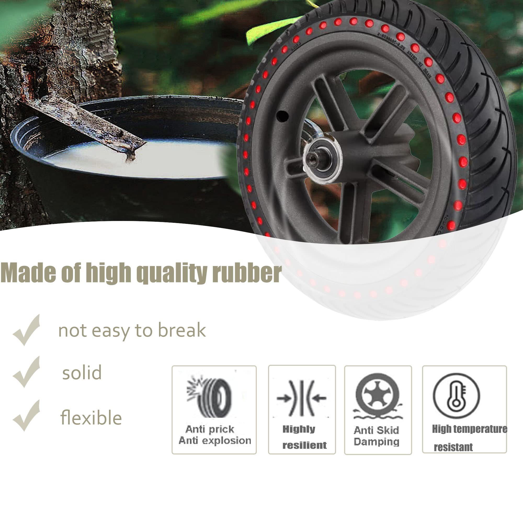 Roue Arrière Complète Pour Trottinette électrique Xiaomi Mi Pro / Pro2 / M3 - Pneu Pneumatique Rouge, Moyeu Aluminium - Pièce De Rechange