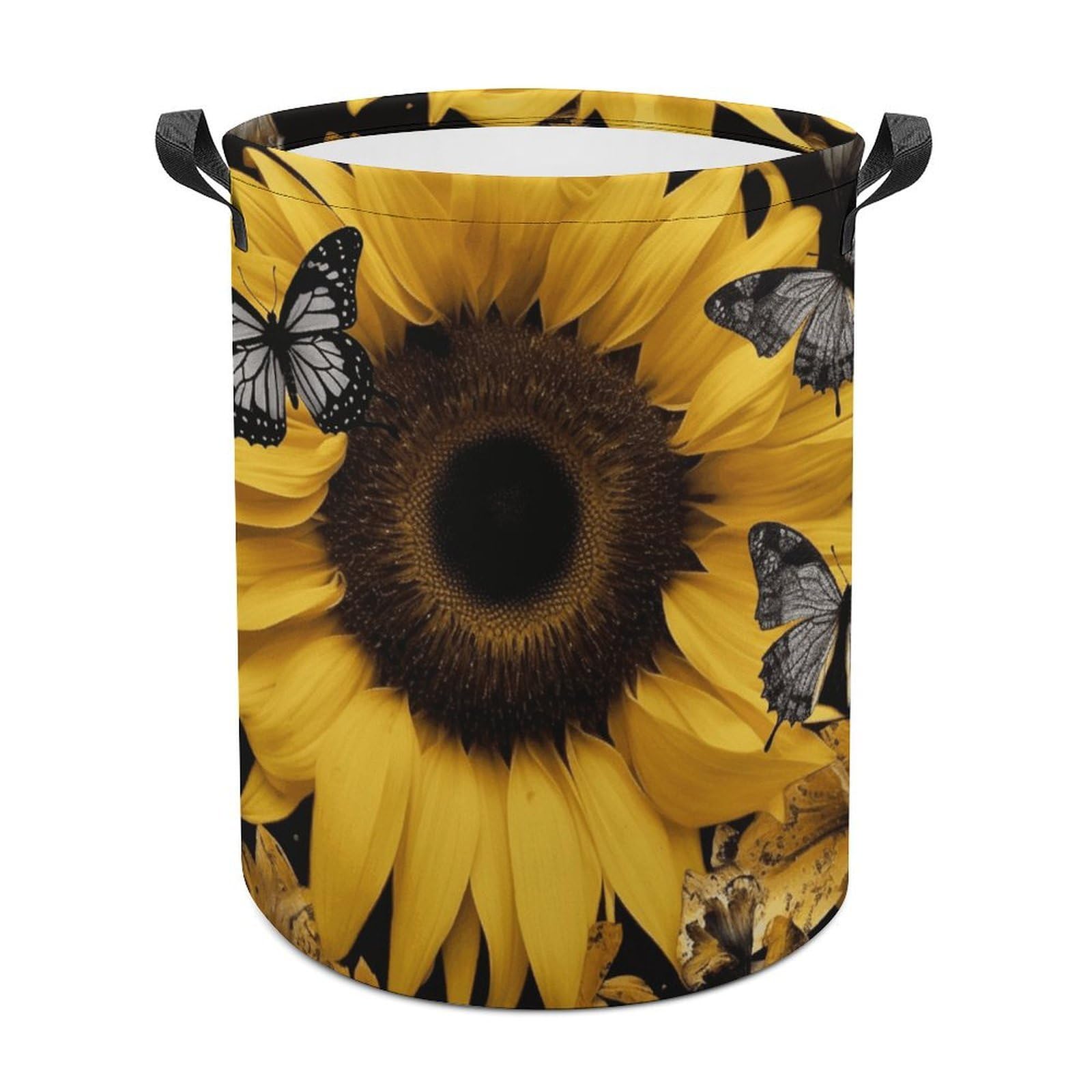 Cesta De Almacenamiento Mariposa Y Girasol Cesto Colada Con Asa Portátil Bolsa Ropa Sucia 40X50Cm Para Salas Estar Baño