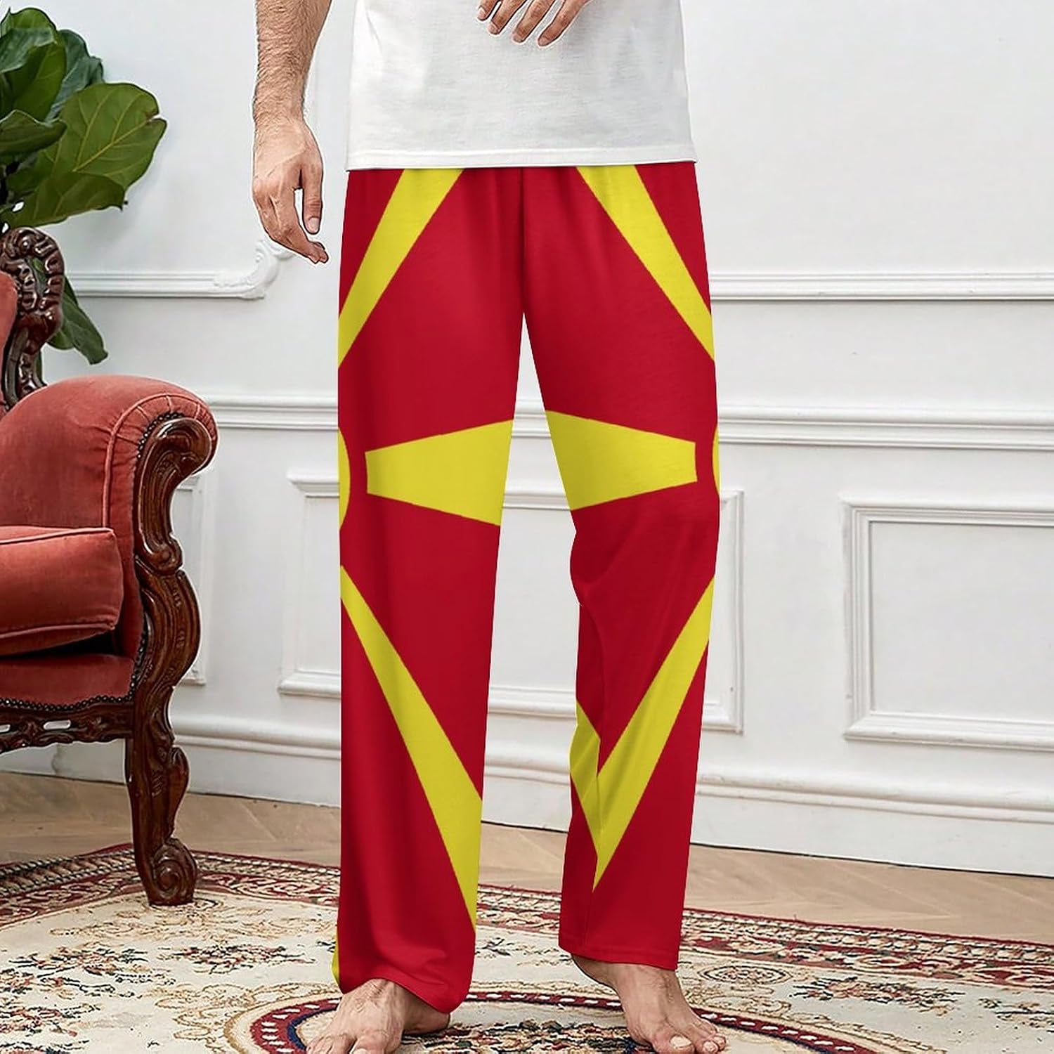 Daily Men Northern Mari-ana Lslands Flag Pyjamas Bottoms Simple Homewear Fall/Winter Long Temperament Pants