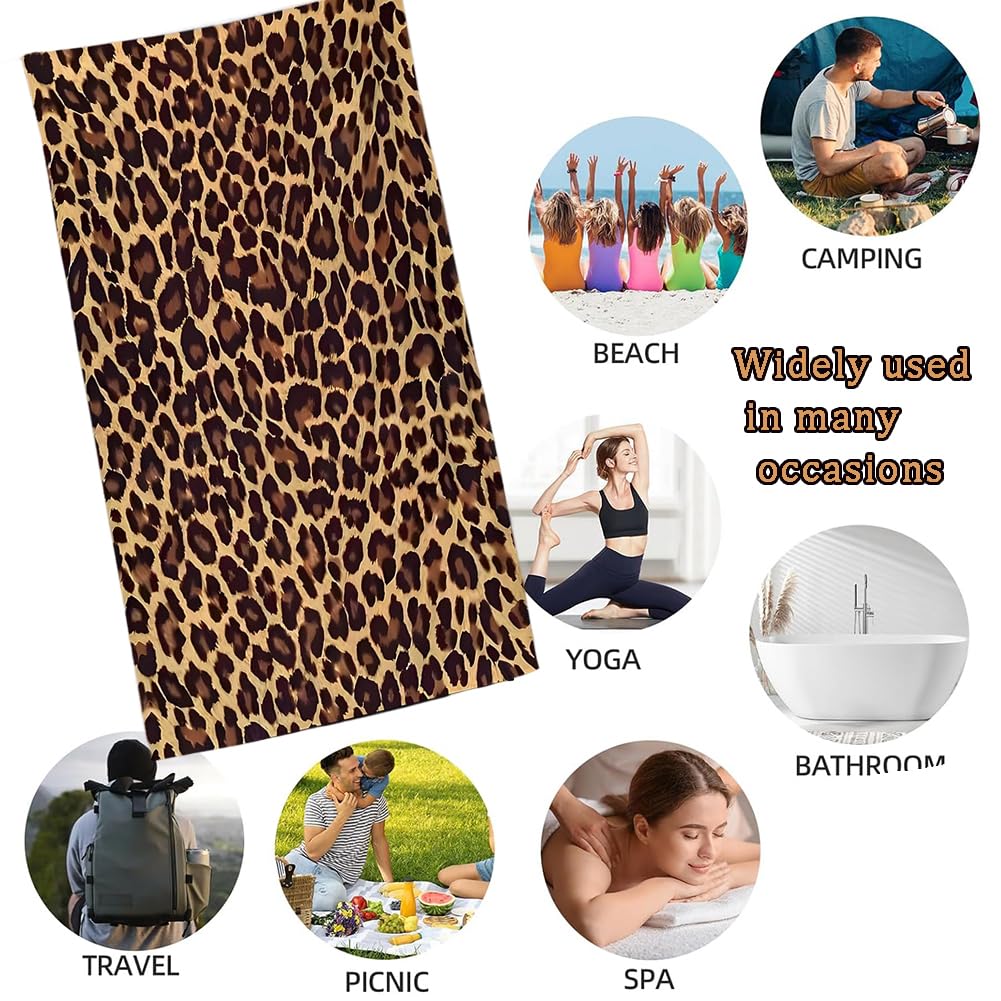 WIFKLSIIPG Serviette de Plage en Microfibre Motif Léopard
