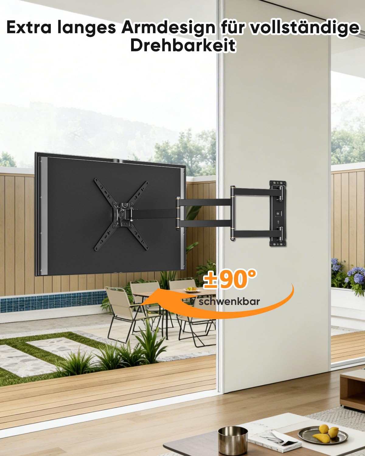 TV Wandhalterung mit 1035mm Langem Arm, TV Halterung für 17-50 Zoll | 180° Drehung Fernseher Wandhalterung, Eck TV Halterung mit Schwenkbar Neigbar, bis 30kg, Max VESA 300x300mm