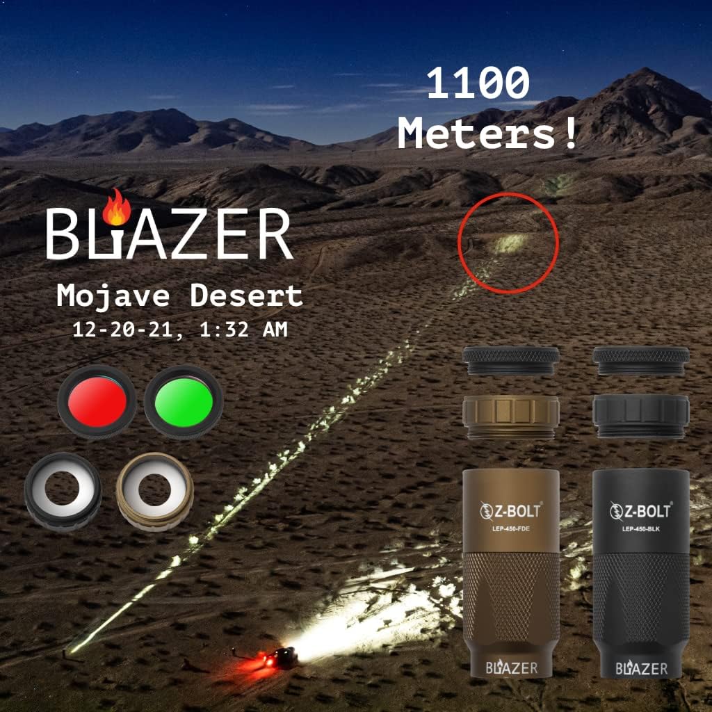 Z-BOLT® Blazer Gen 3 LEP White Light Flashlight & Beam Diffuser (Black) with Rail Clamp Mount & LEP Light Head - Dual Fuel - Dual Function Tailcap - Crane Plugs