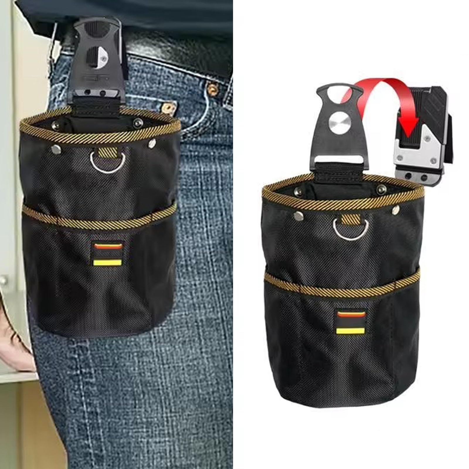 Bolsa De Herramientas Para Clavos Y Tornillos Con Clip Para Cinturón, Bolsa Organizadora Para Herramientas De Clavos De Rápida Colocación, Bolsa De Almacenamiento Para Tornillos Y Clavos Con Hebilla,A
