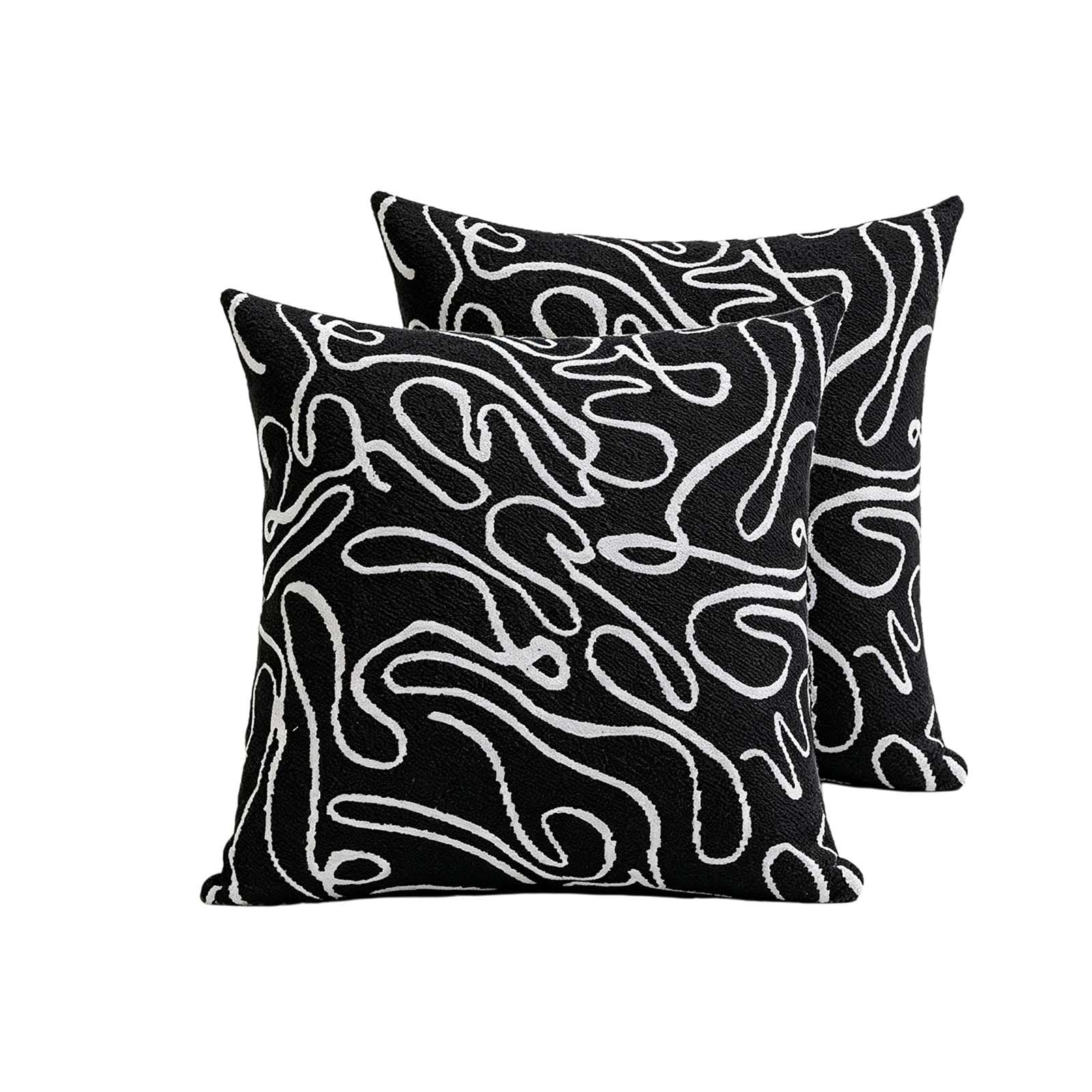 Black Throw Pillow Covers 18X18 20X20 12X20 In Sofa Decor 2 Pack Cushion Covers
