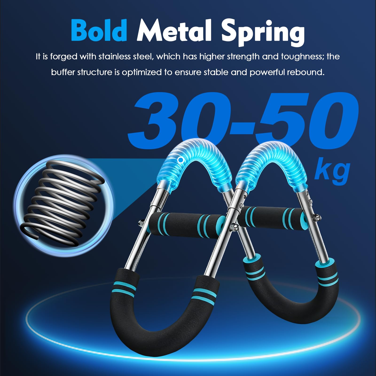 Armtrainer und Brusttrainer, Multifunktionaler U‑förmiger Krafttrainer 30‑50 kg Verstellbar, Ideal für Arm Schulter Brust Rücken und Beine, Tragbar und Zerlegbar