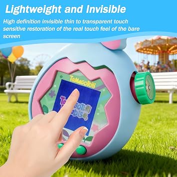 for Tamagotchi Paradise Case with Cute Charm Lanyard and Two Screen Protectors, Scratch-Resistance Soft Silicone Bow Cover for Tamagotchi Paradise - Water Blue