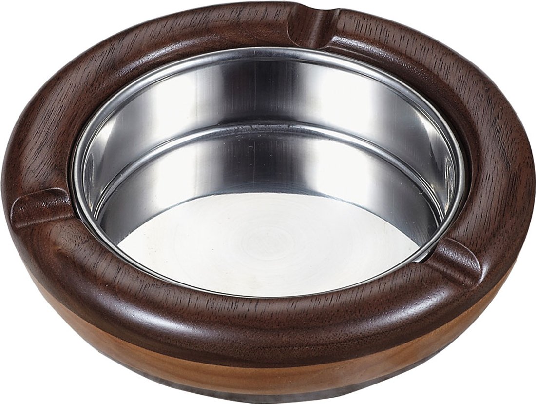 Visol Products VASH851 Georgia Round Cigarette Ashtray, Natural Maple Wood and Walnut